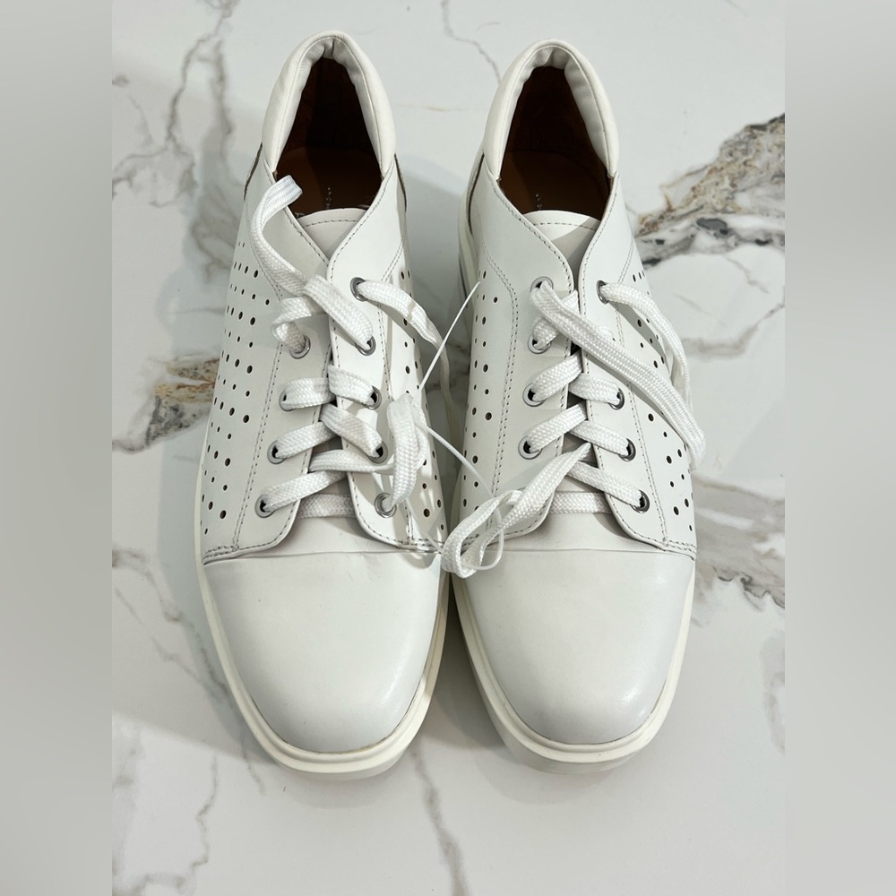 Linea Paolo Platform Tennis Shoes Womens US Size 12 Kendra Pale White Leather